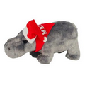 8" Howard Hippo with Santa hat and imprinted bandana